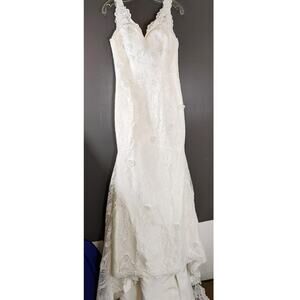 Merry's Wedding Dress white lace flower Women's size 10 New mermaid slight train